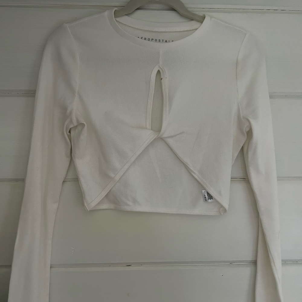 aeropostale white, long sleeve crop top